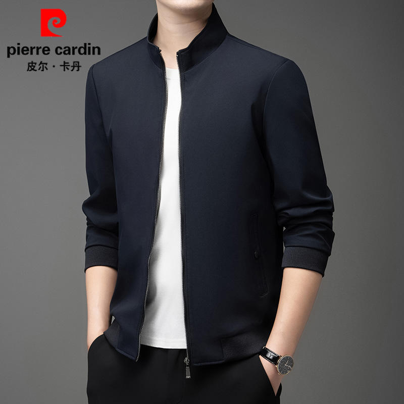 皮尔卡丹薄款韩版春秋季休闲男立领百搭外套春装男士商务夹克