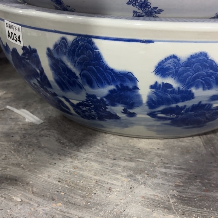 陶瓷鱼缸微瑕青花山水尺寸60-20