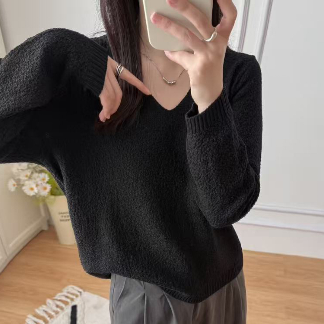 百搭上衣长袖韩版中长款毛针织衫针织慵懒风女