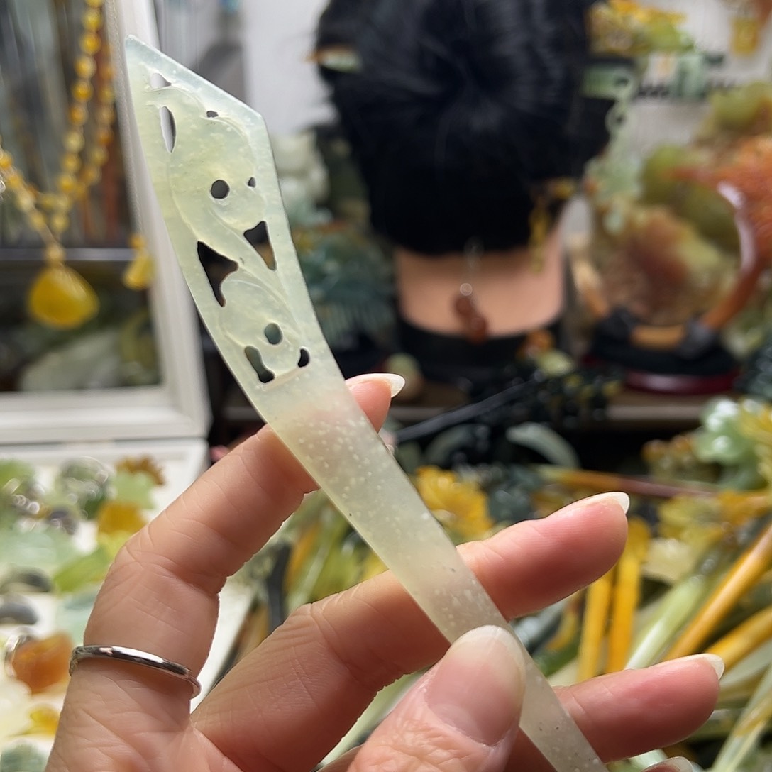 蛇纹石玉发饰合金