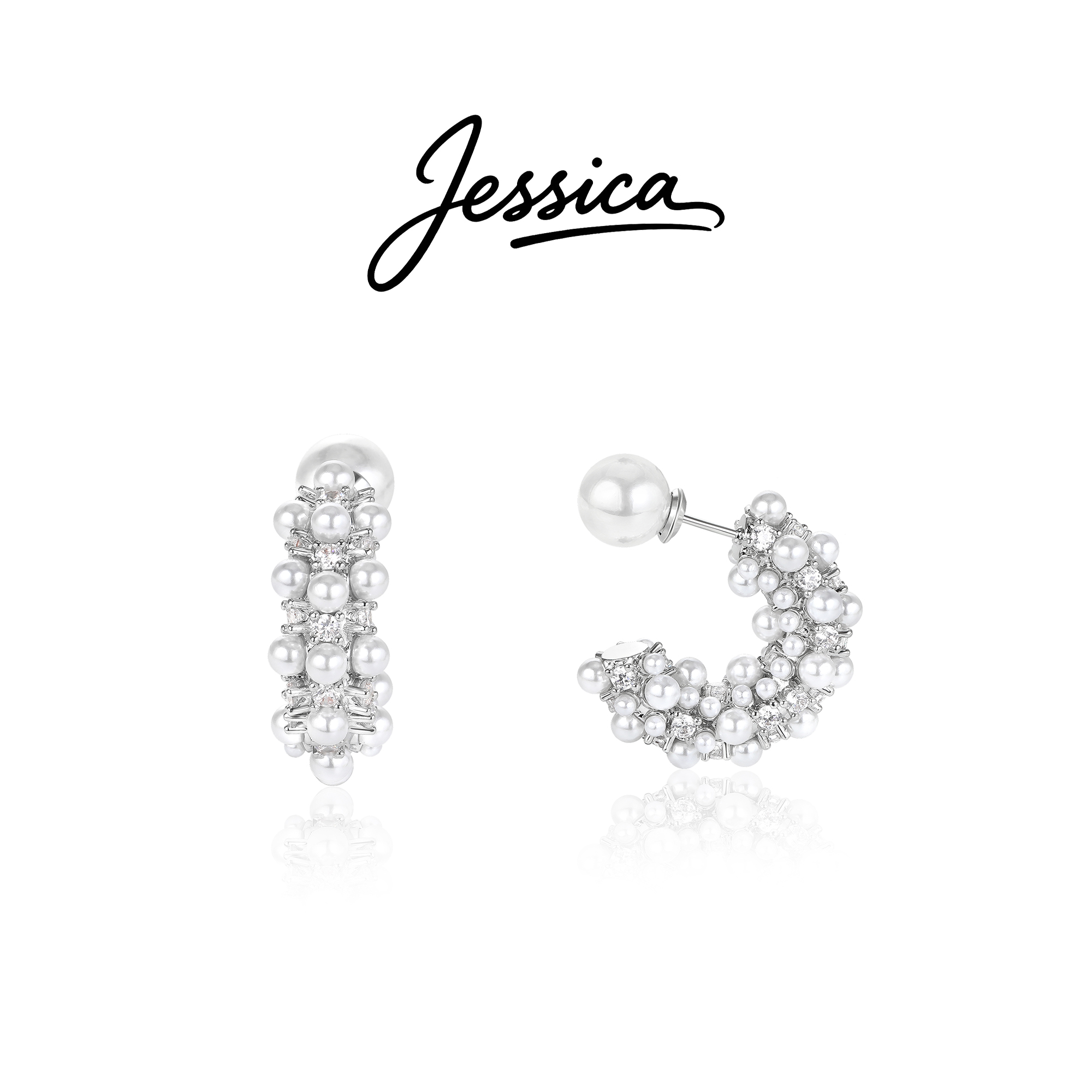 佳西卡 CNC 精工 925银针 珠8毫米 满天星珠珠耳环（JXK903）