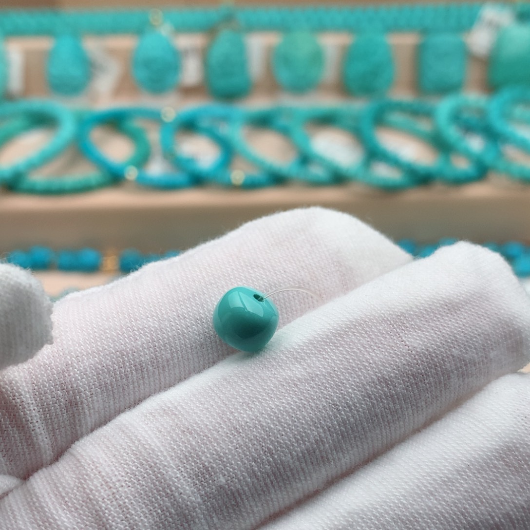 海***讯绿松石未镶嵌珠宝奇石7.5mm