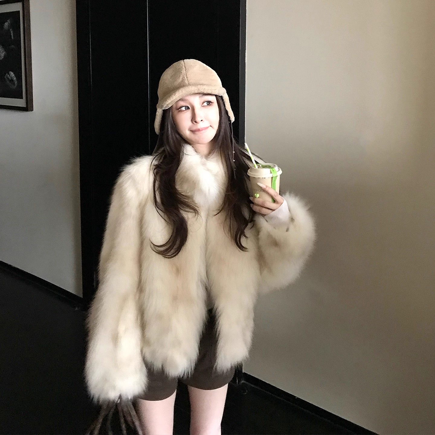 高级感晕染狐狸毛皮草外套女款冬季新款气质貂皮立领毛茸茸大衣