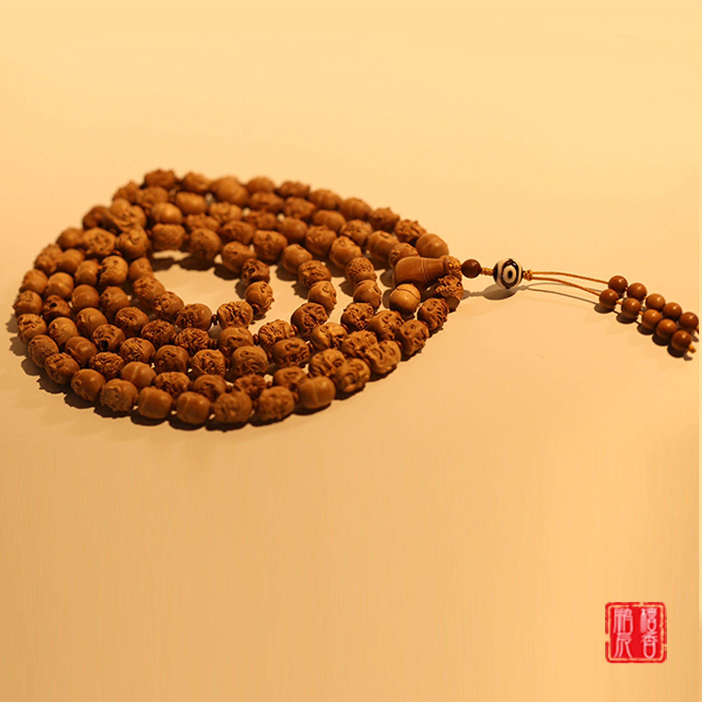 【传世级】十八罗汉手串印度正区老山檀钢印大料纯手工雕刻108念珠