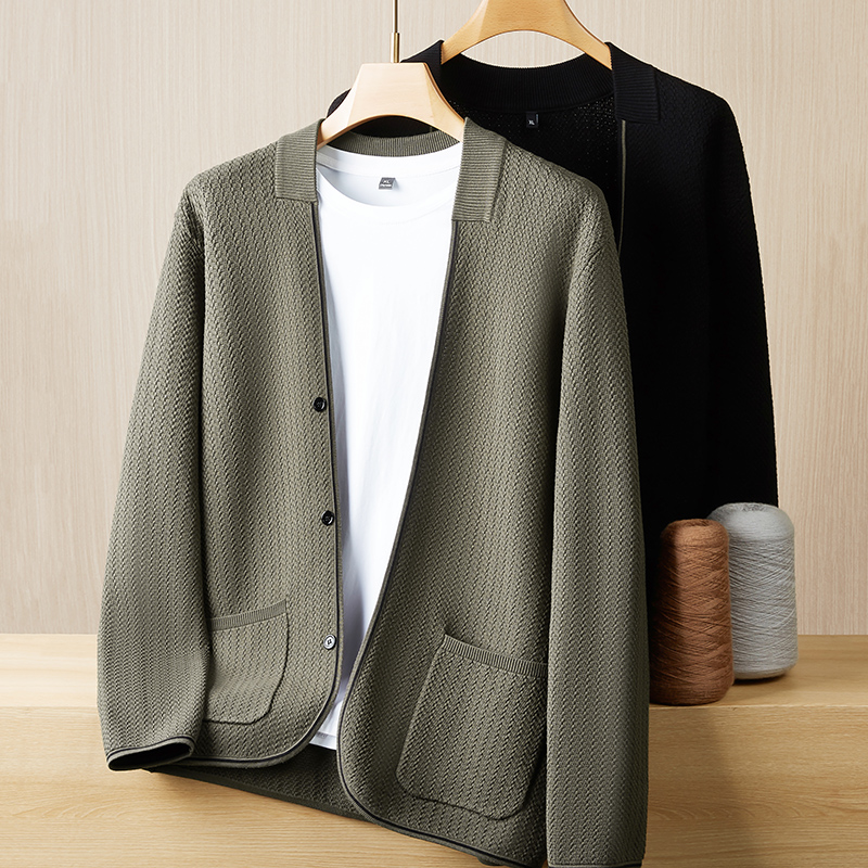 高大胖大码男装针织开衫春秋季宽松休闲加大加肥毛衣外套