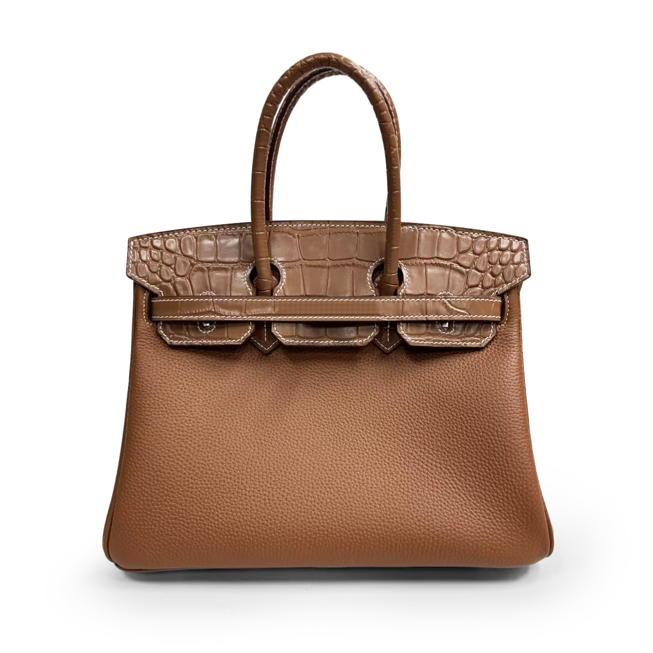 【小辫子专属】BKE半鳄鱼纹拼togo金棕色时尚百搭女包斜跨单肩包