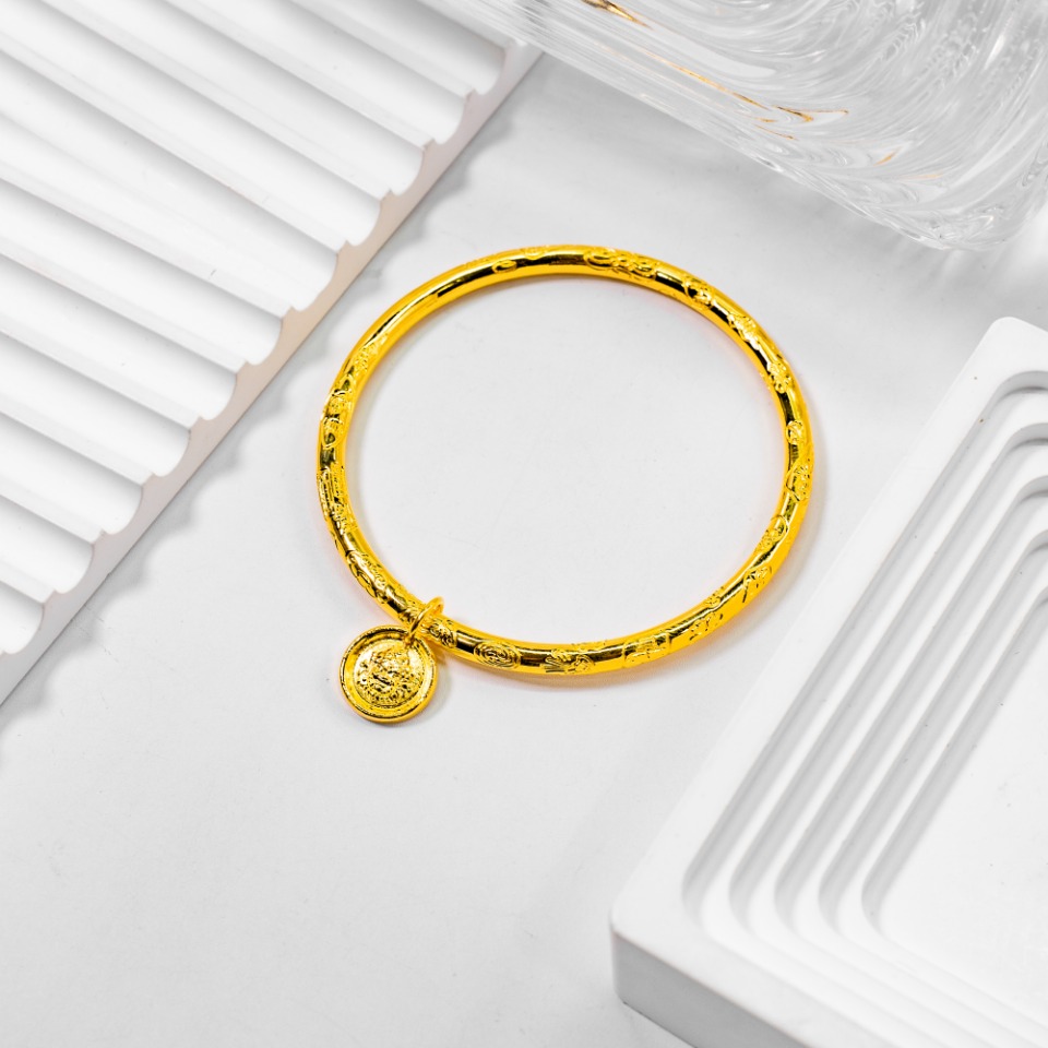 足银手镯 吉言黄财神手镯约30g 时尚百搭 经典款式