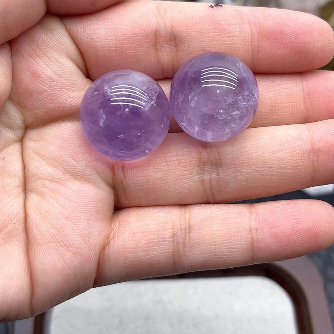 未镶嵌珠宝半成品水晶12 紫水晶球22mm两颗
