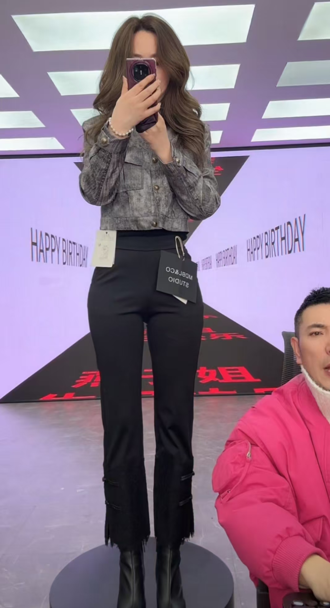 38-24707 新中式黑色国风提花休闲裤女  XXK/0106-118