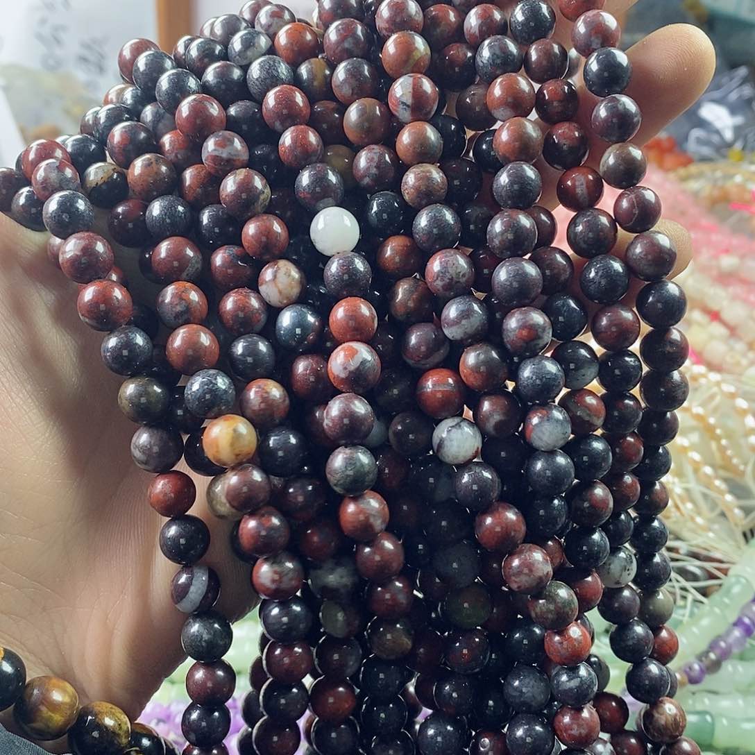 玛瑙/玉髓珠宝半成品未镶嵌一条天然8mm红伊丁A281