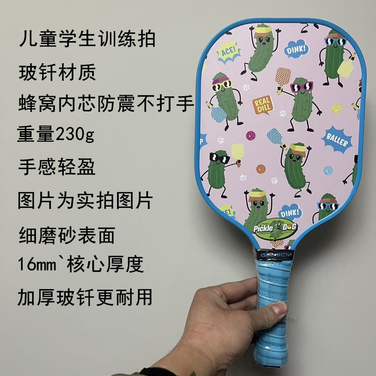 学生儿童款匹克球拍玻钎材质PP蜂窝内芯训练专用球拍