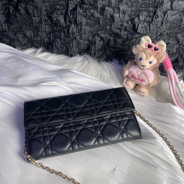 95新 DIOR/迪奥 迪奥黑金戴妃woc链条包单肩包