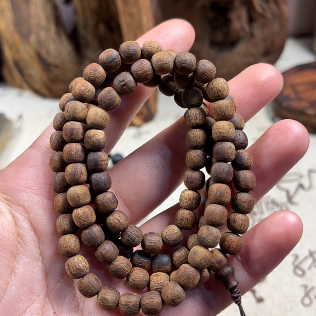 降真香手串/手链0.6x108老型珠糖结黄油麻丝