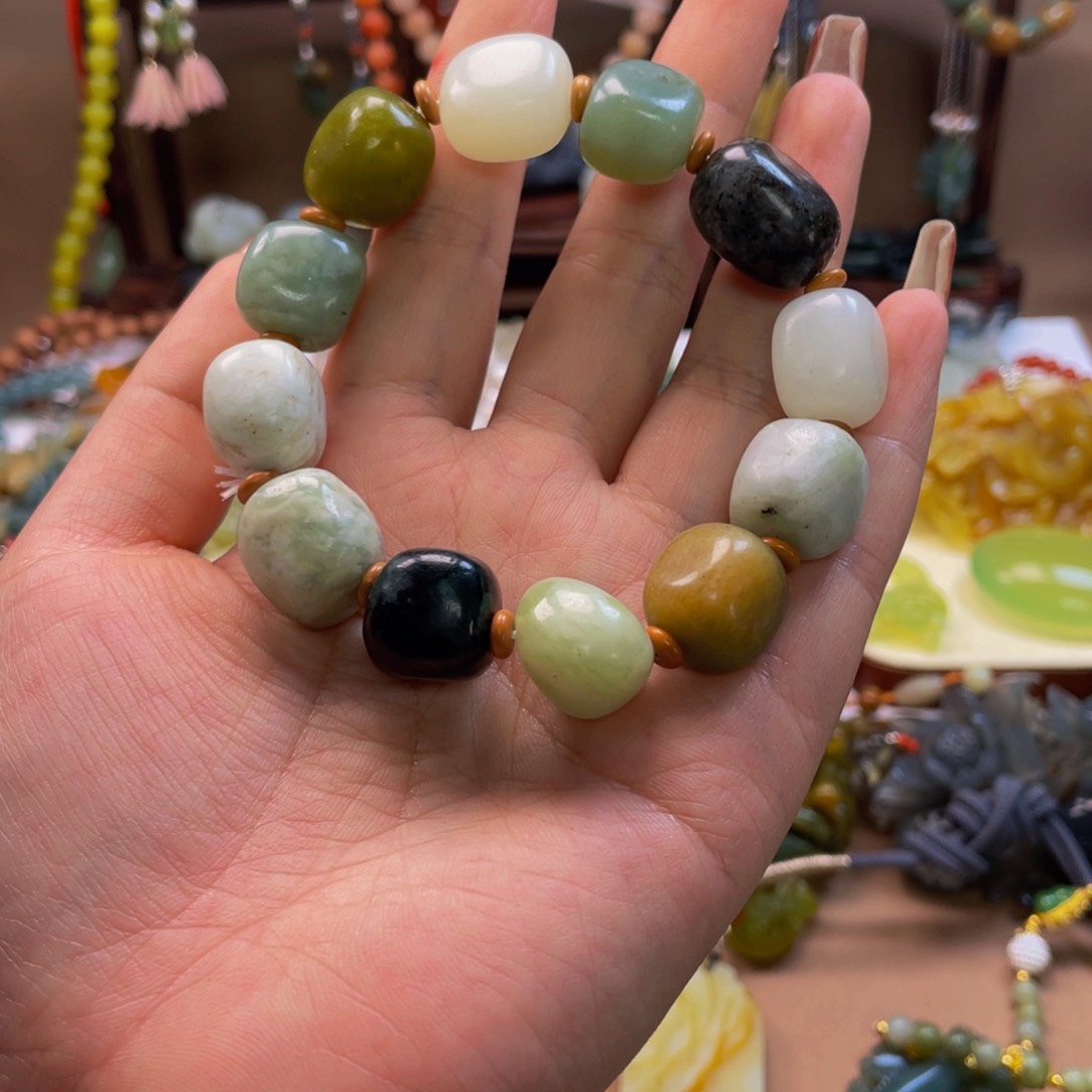 蛇纹石玉手链合金