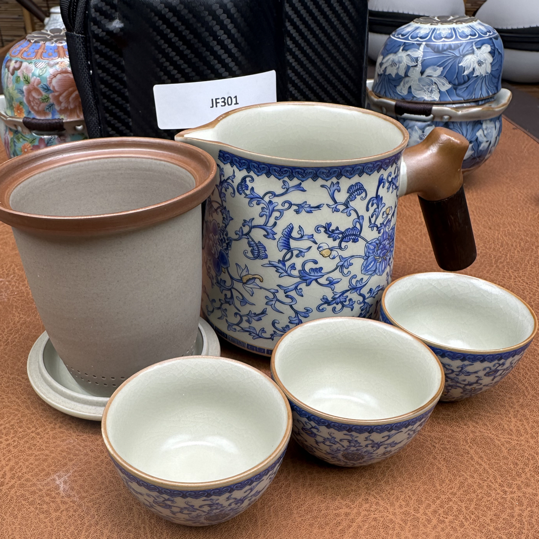 【闪购商品】青花缠枝莲 6件套 一壶➕三杯 配包➕茶巾 JF 301