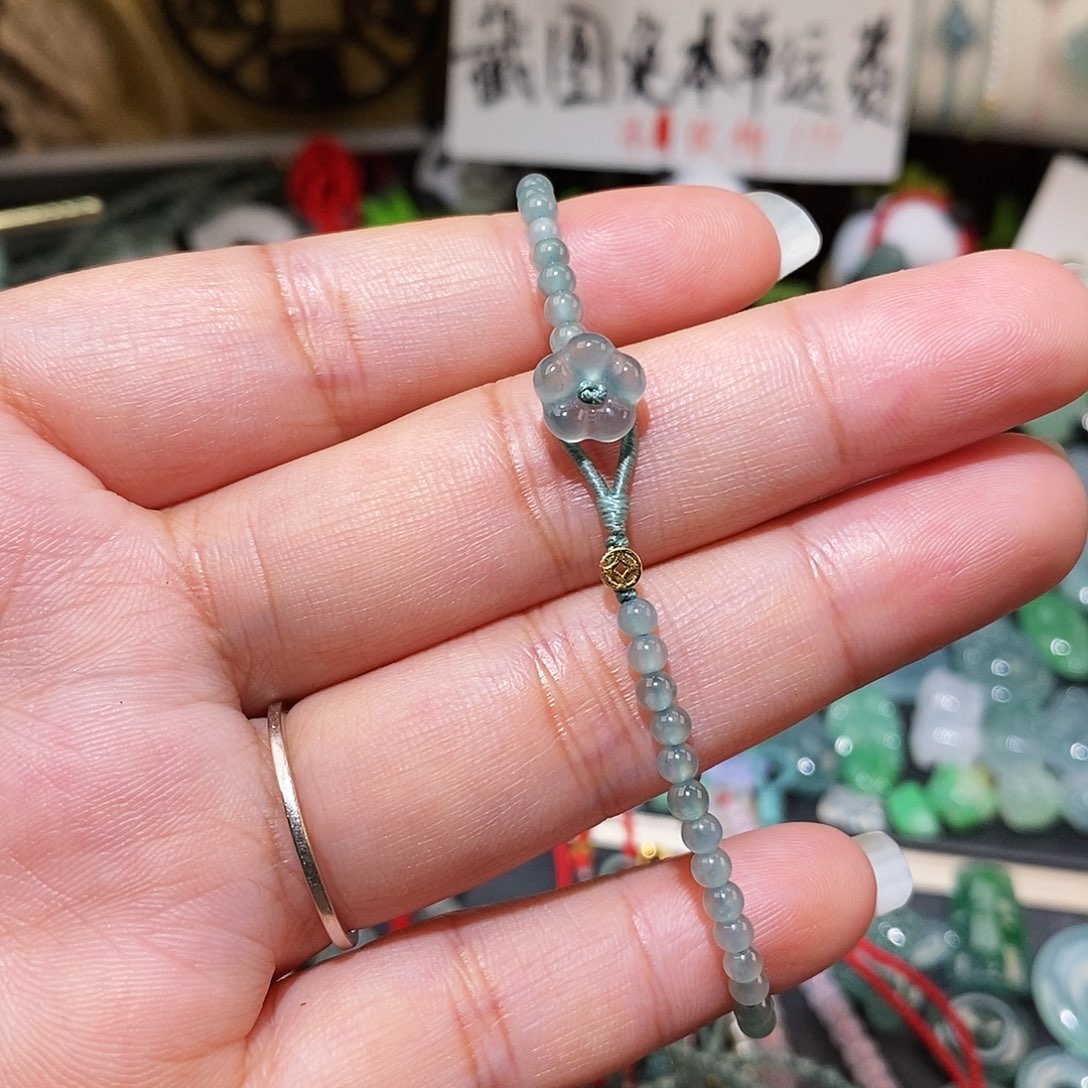 翡翠未镶嵌颈饰小花手链15