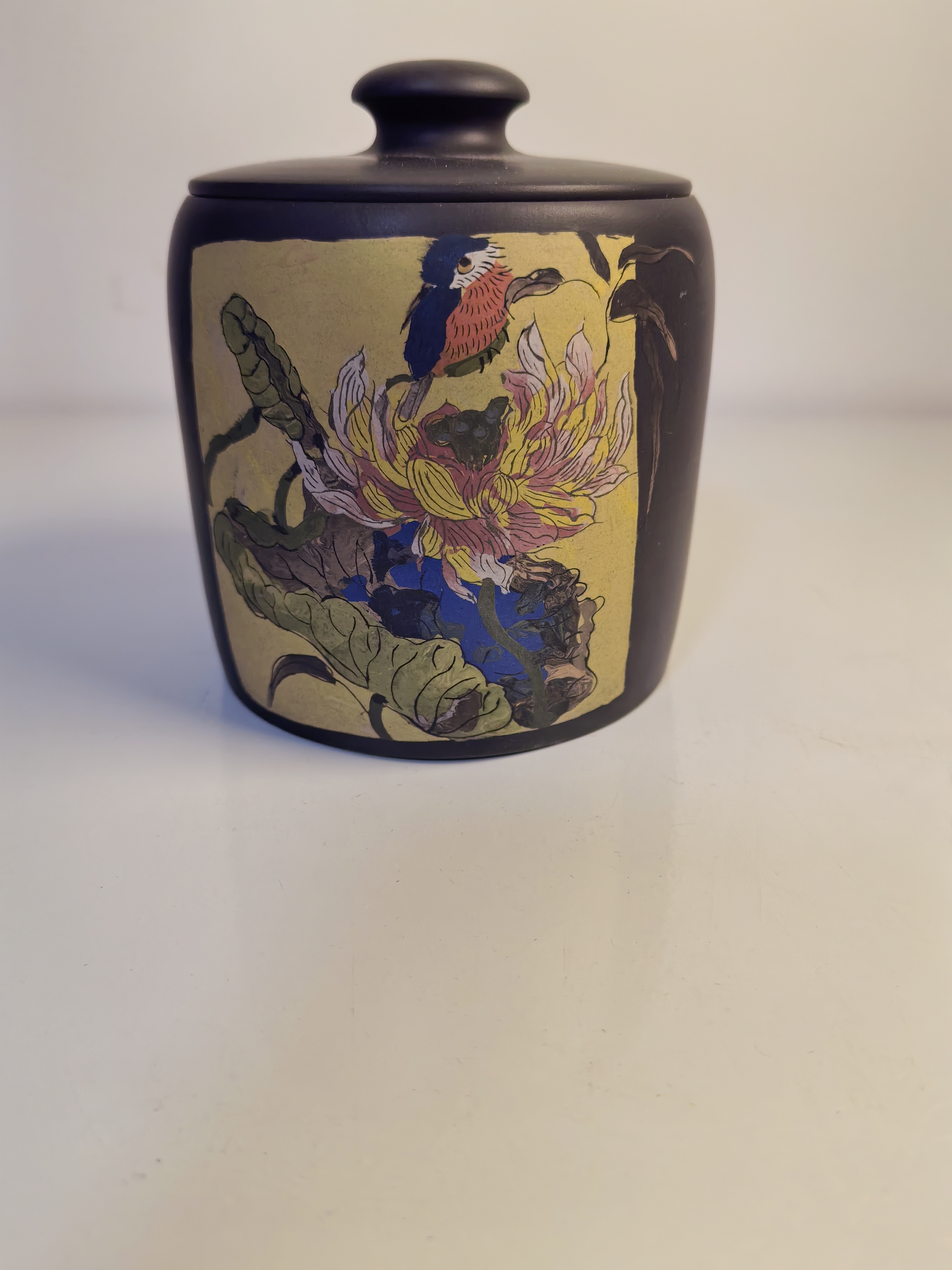 云南建水紫陶全手工拉坯绘画刻填醒茶罐纯手工