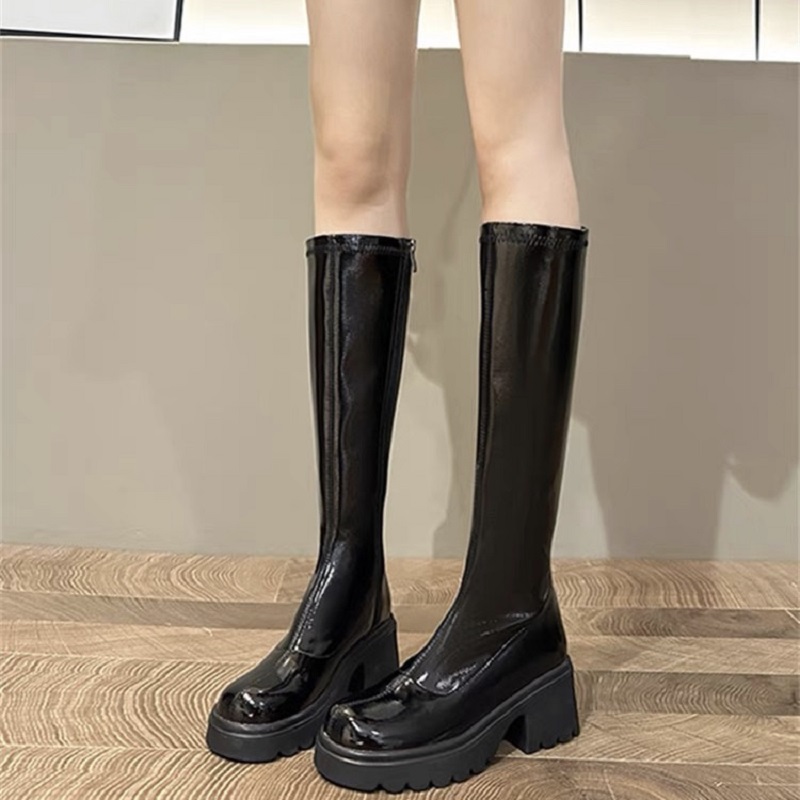 6203-2长筒靴女粗腿骑士靴高筒靴子瘦瘦女靴百搭简约时装靴