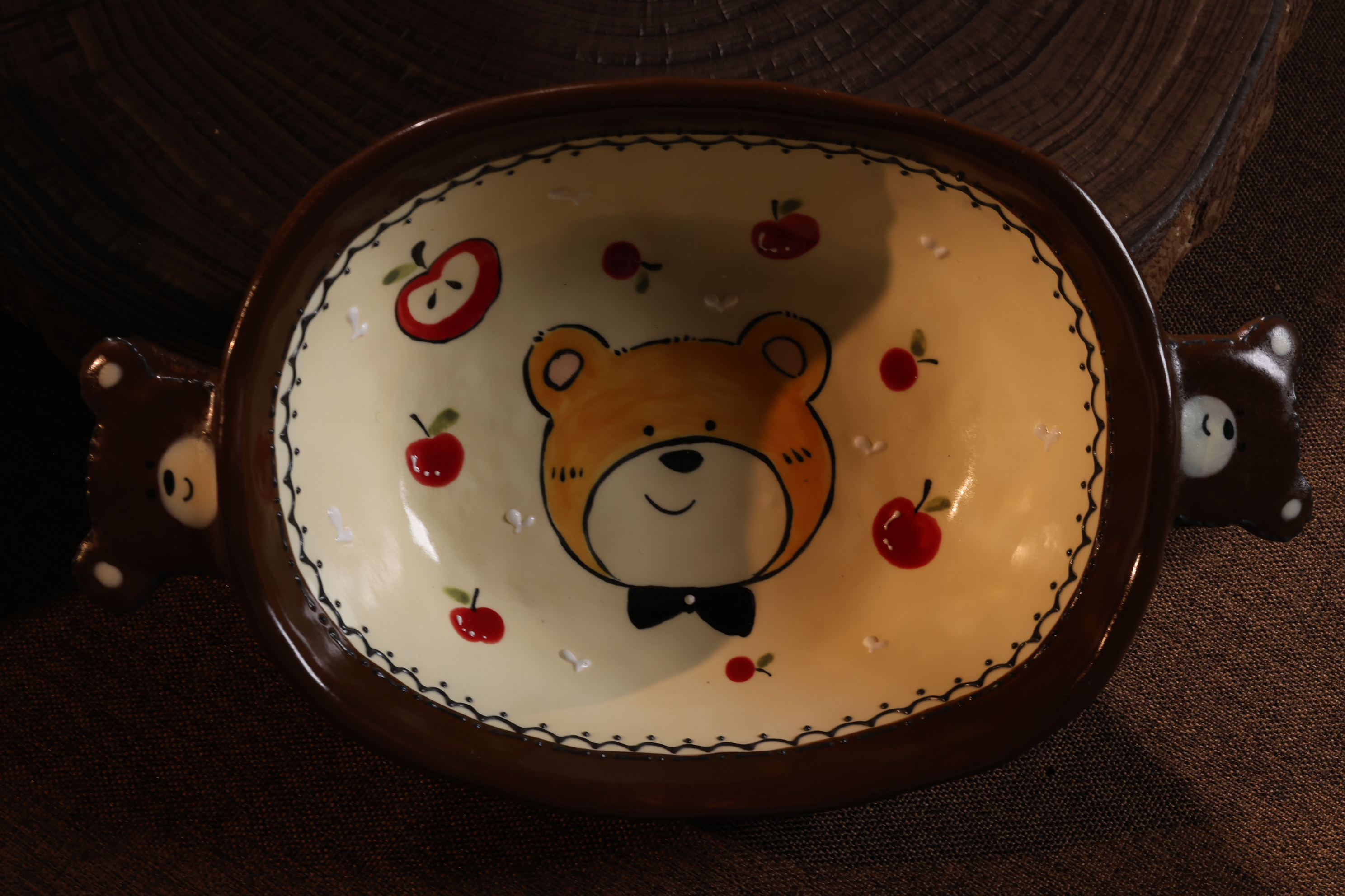 耐热大碗清新手绘风陶瓷卡通风汤碗碗卡通元素瓷盘0261