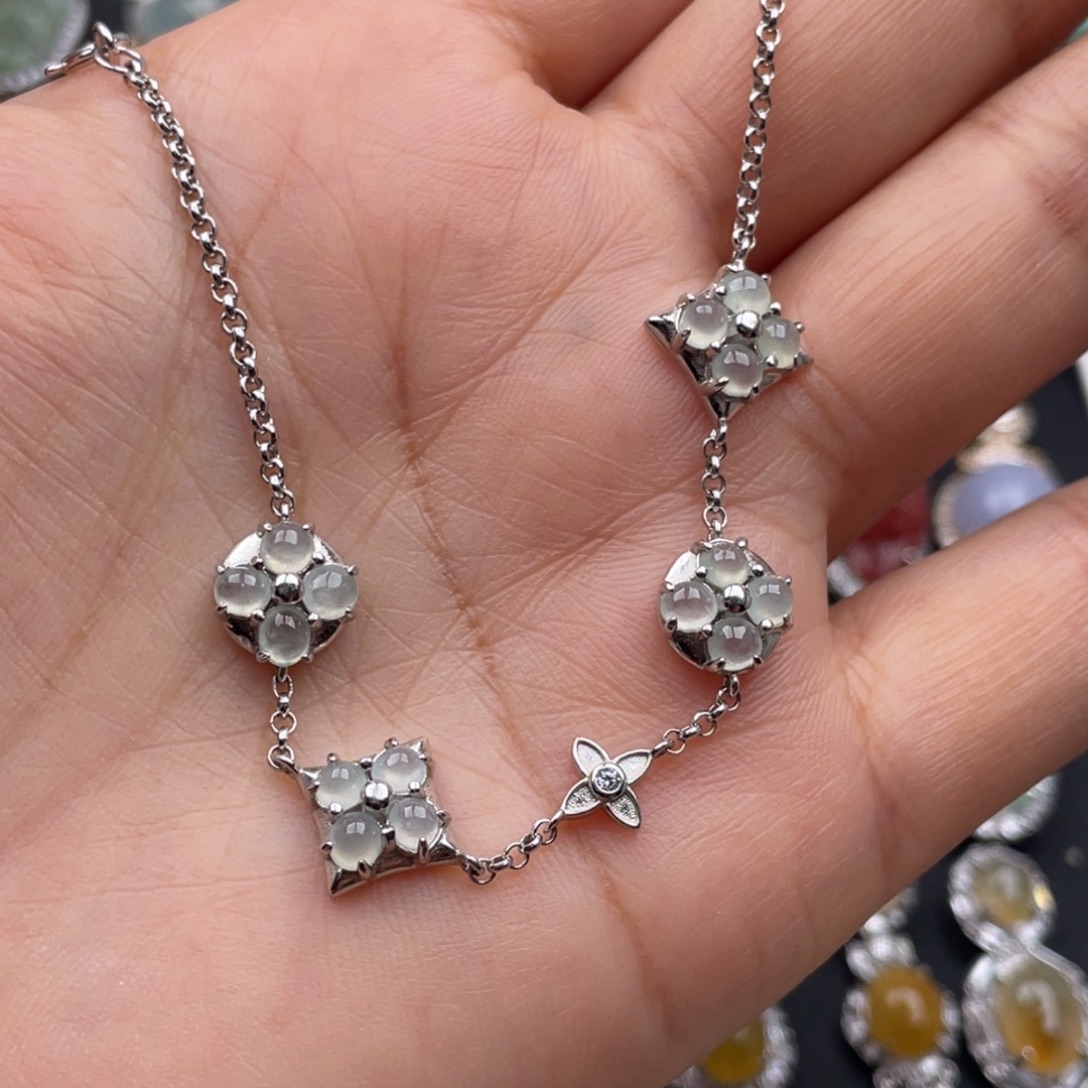 翡翠银S925镶嵌吊坠(不含链)