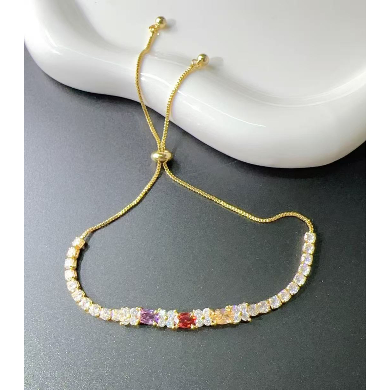 钛钢手链 6018彩色抽拉甜美手链