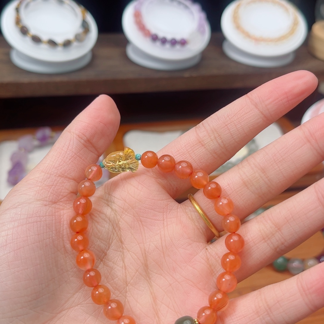 烟晶手链未镶嵌小太阳手串