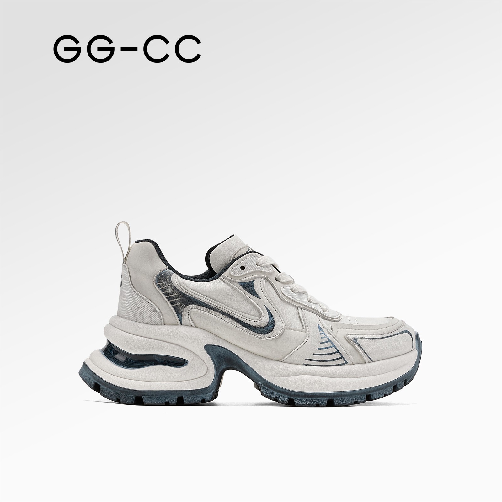 GG-CC【月落星宇】秋季新款潮流时尚厚底老爹鞋银色女运动鞋4332
