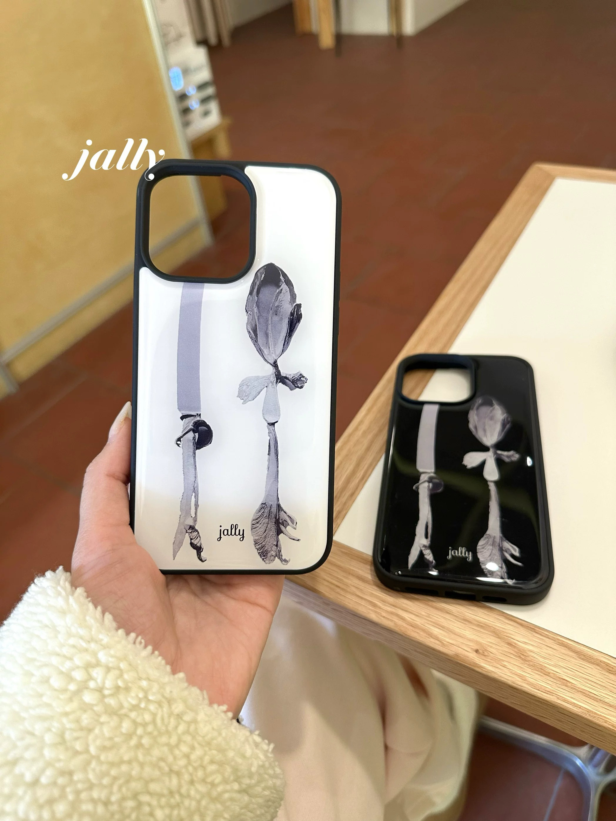 jally周一商店 原创款极简风“银色刀叉”系列全包手机壳小众高级感