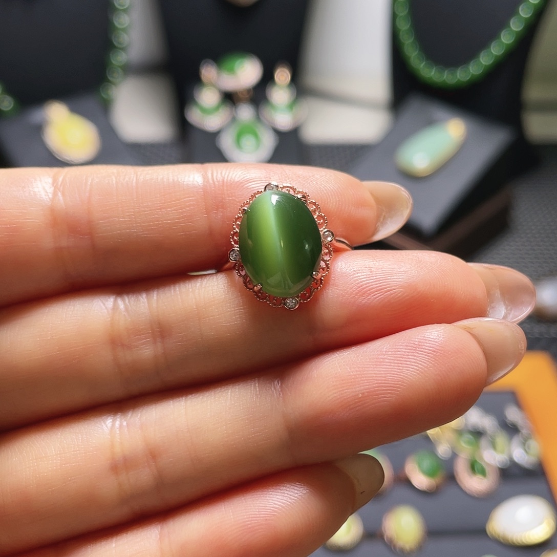 和田玉银S925镶嵌戒指