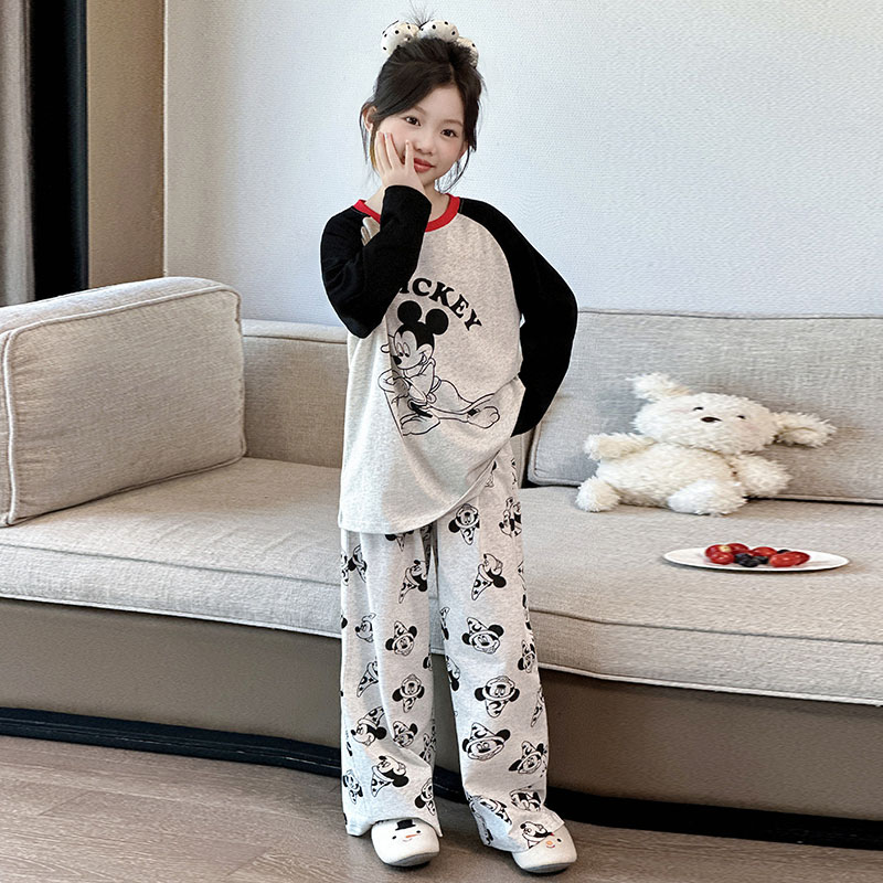 女童长袖睡衣春秋2025新款儿童女孩秋季纯棉家居服女大童长裤套装