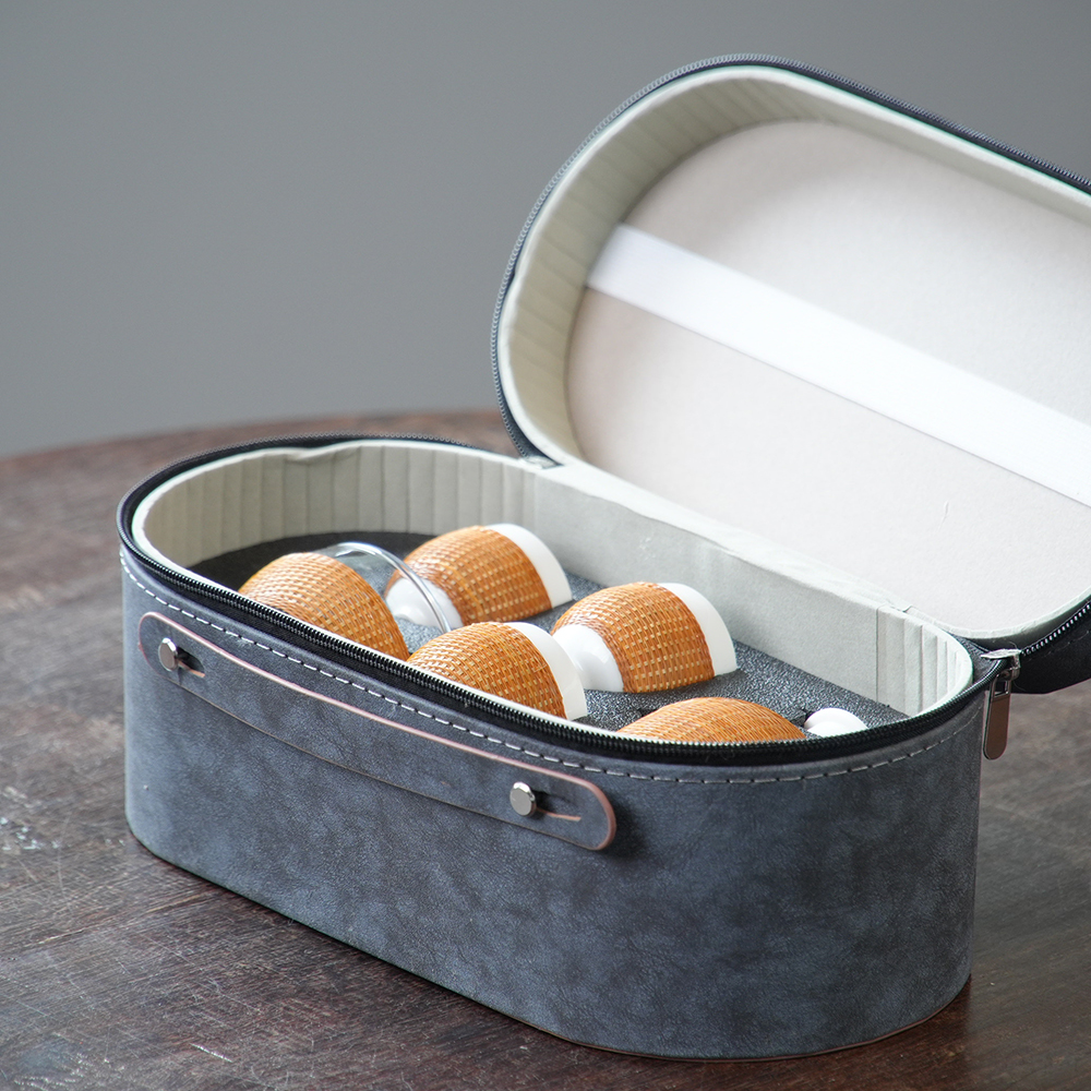 【竹丝精编】茶具套装竹丝扣瓷壶杯喝茶旅行套装喝茶道具