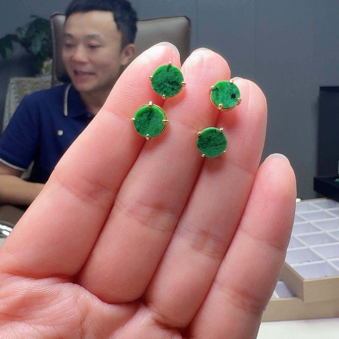 翡翠银S925镶嵌耳饰多样性发货其一