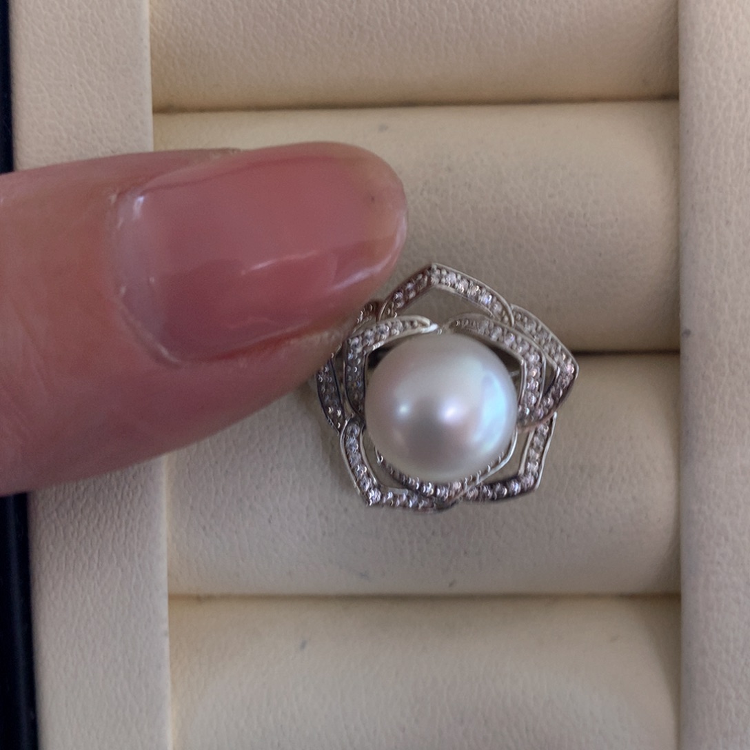 海水珍珠戒指银S925镶嵌