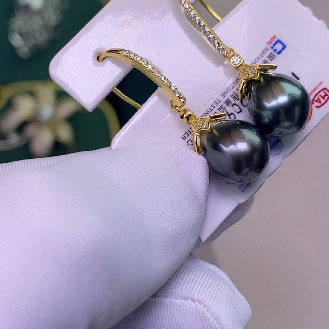 银S925镶嵌海水珍珠耳饰