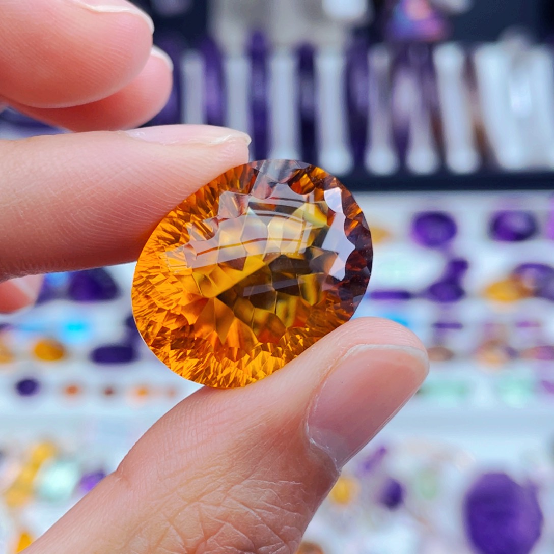 水晶工厂精品定制天然黄水晶裸石未镶嵌
