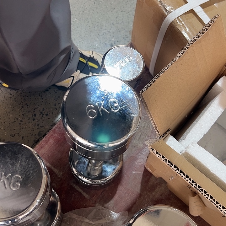 全新电镀纯钢哑铃6公斤一对