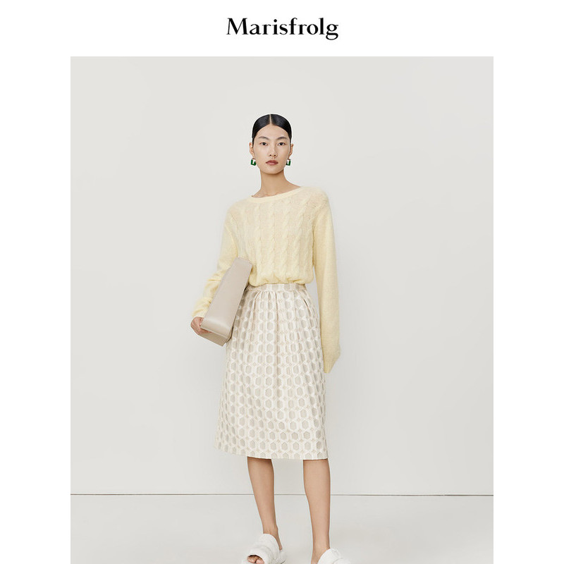 玛丝菲尔【意大利进口面料】菱格提花半身裙A1CX13872