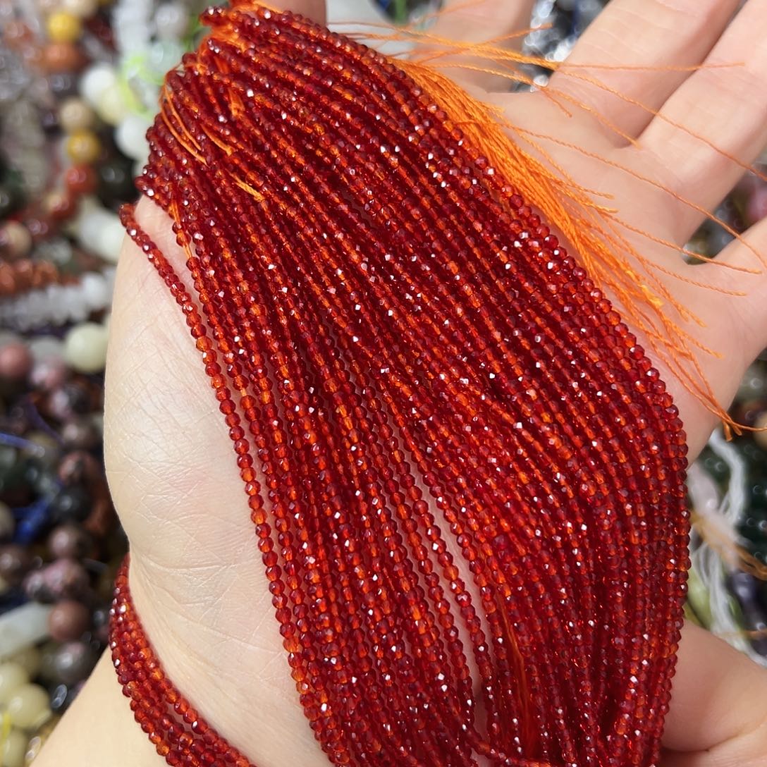 玛瑙/玉髓未镶嵌珠宝半成品，卡2橙石榴石2条