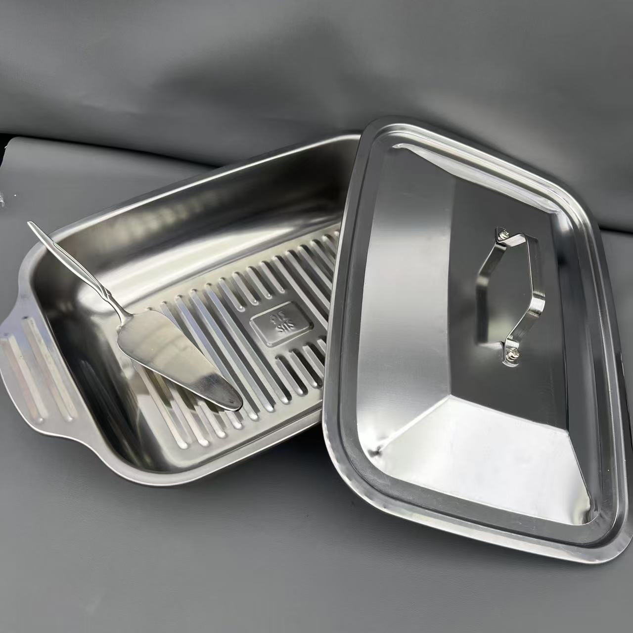 外贸定制超大新款烤鱼盘定制鱼铲家用厨房必备轻奢【汤家限定】