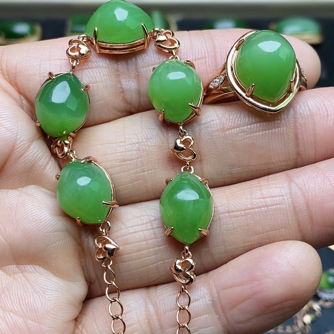 和田玉（碧玉）套装银S925镶嵌