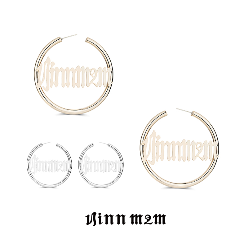 铜合金锆石耳饰 【轻仓】1JINN M2M 朋克复古字母耳环