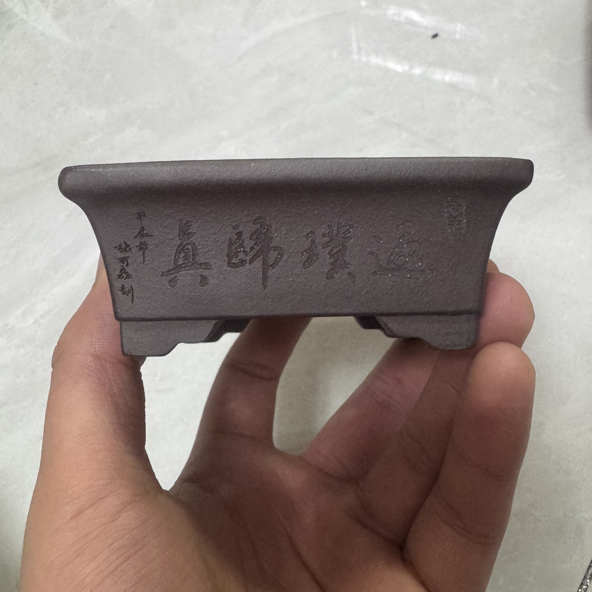 紫砂长方形马槽花盆适合阳台种菜与盆景摆放7.5x2.5(颜色备注)