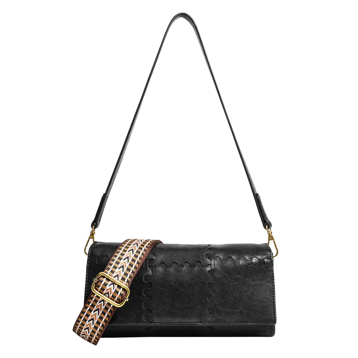 [点心]2025新款时尚百搭潮流休闲通勤法棍单肩腋下包 8213-黑色