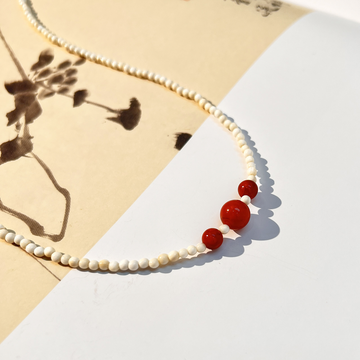 一了个卜【奶油小姐】南红项链