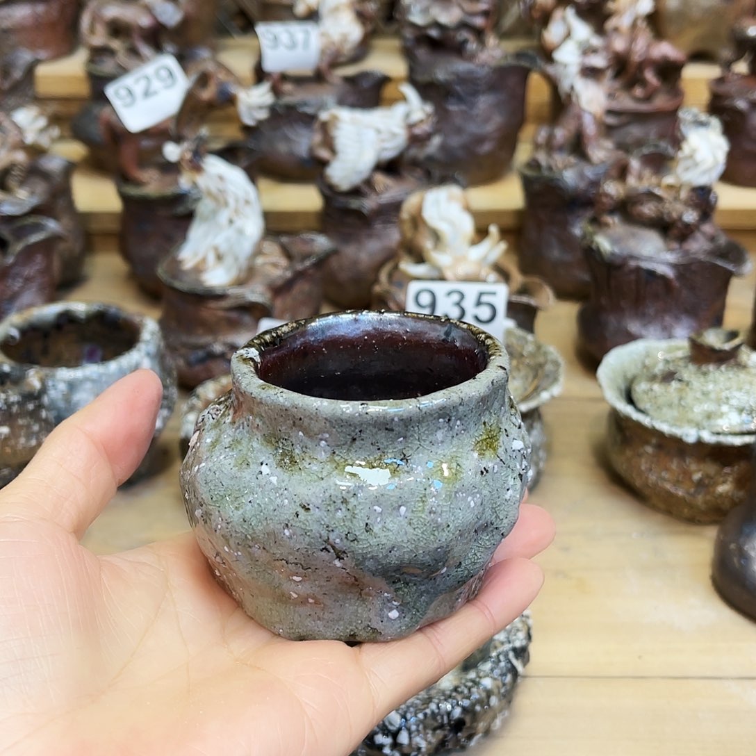 瓶柴烧粗陶手捏杯