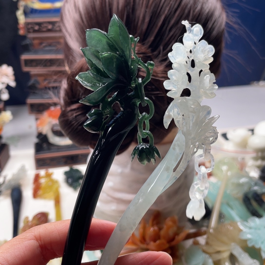 【闪购商品】未镶嵌岫玉发饰如**梦