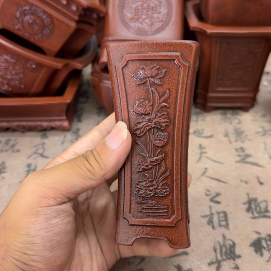 紫砂花盆4.5x11.8内经紫砂花盆