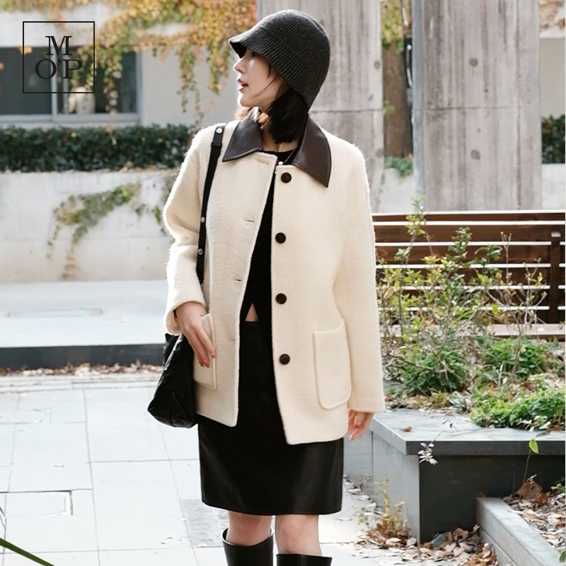 Marc O'Polo/【何泓姗同款】25冬季新款可拆卸撞色翻领一手长大衣女