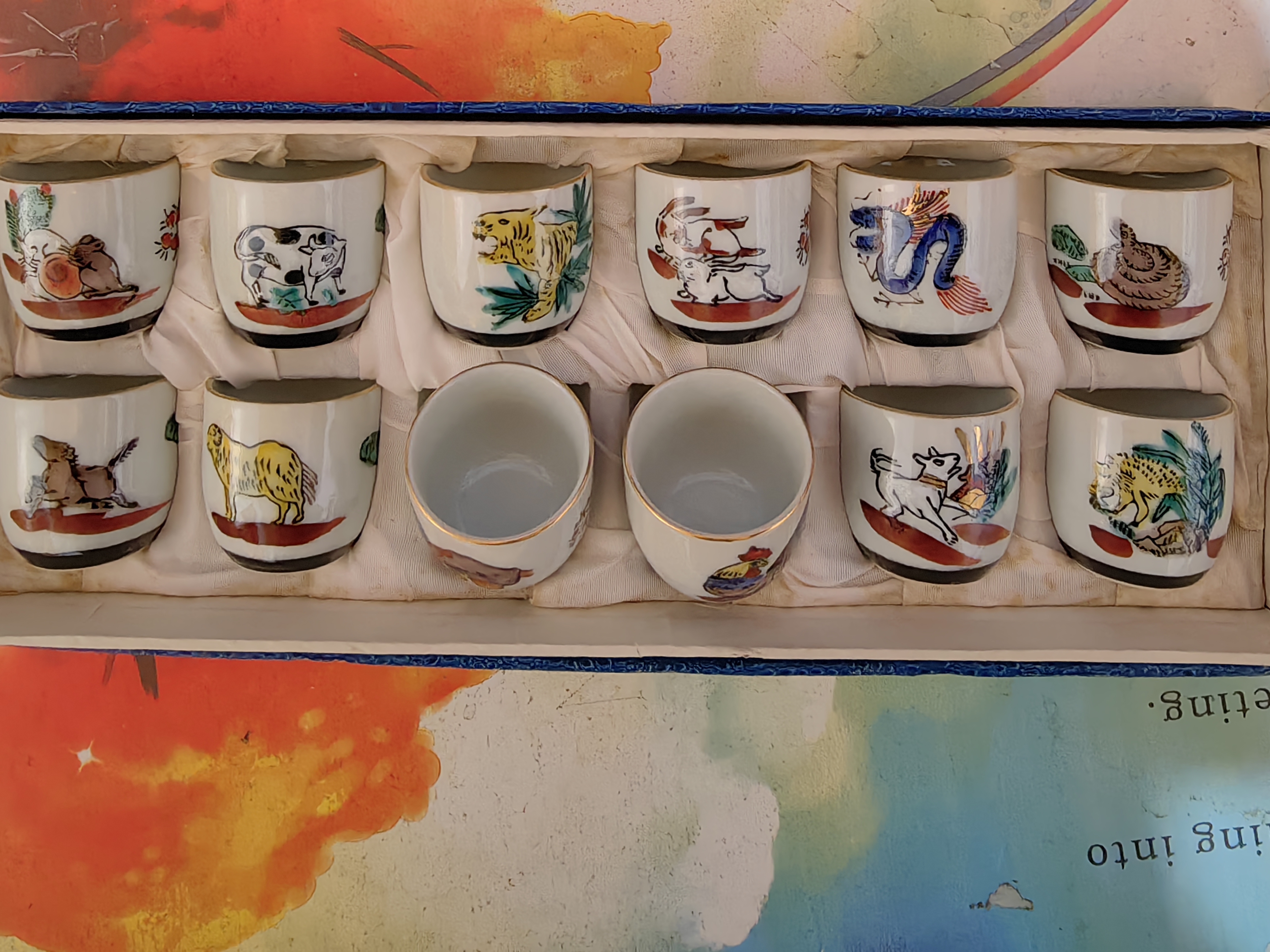 九谷烧十二生肖一口杯带盒手绘家用礼盒装高档精美礼品摆件礼物