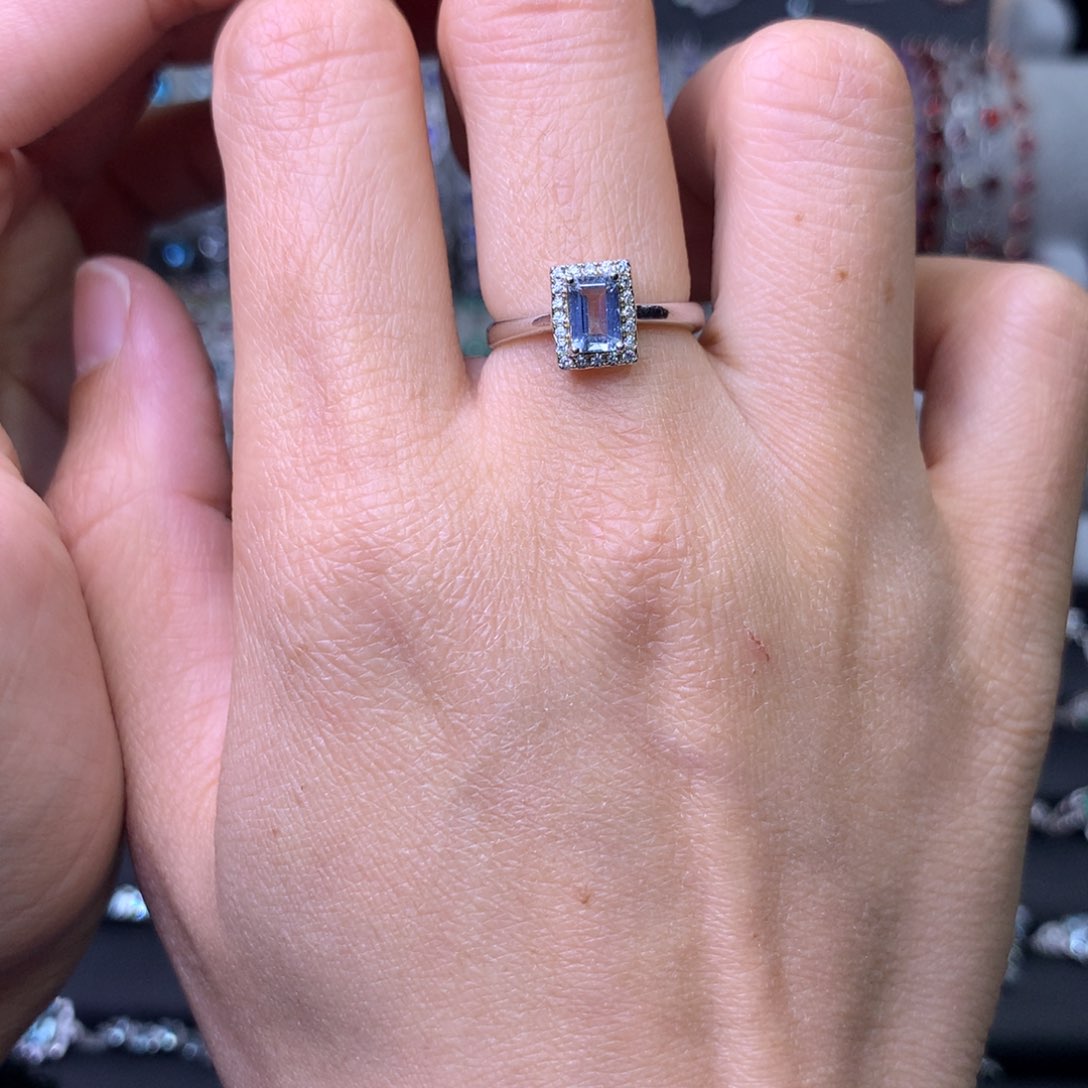 海蓝宝石戒圈银S925镶嵌